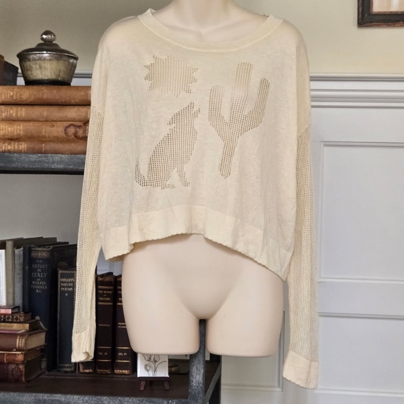WILDFOX Mila Night Owl Cactus Sun Coyote Cream Knit Sweater  M - Picture 3 of 11
